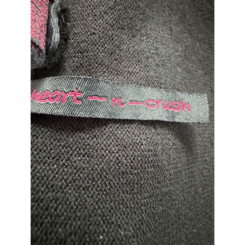 Heart N Crush Black Short Sleeve Cardigan Rhinestone Button Crop Sweater Medium - Picture 7 of 9